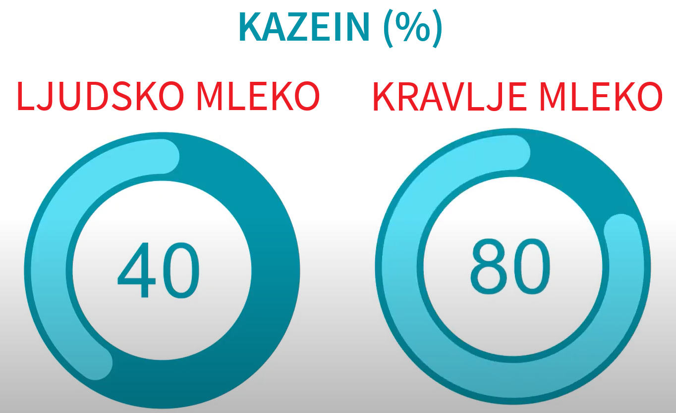 Zastupljenost kazeina u ljudskom i kravljem mleku